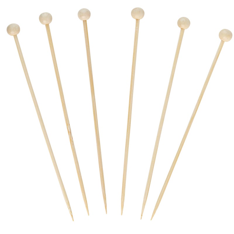 Plasticpro Cocktail Picks Bamboo Toothpicks with Ball End for Cocktails, Appetizers, Fruits, Dessert, 6 inches Pack of 200 - Image 1